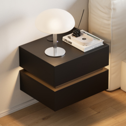 Floating Smart LED Nightstand Wireless Charging Station Bedside Table with Light White - thumbnail 6