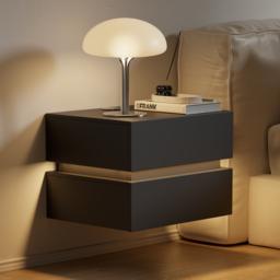 Floating Smart LED Nightstand Wireless Charging Station Bedside Table with Light White - thumbnail 2