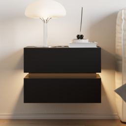 Floating Smart LED Nightstand Wireless Charging Station Bedside Table with Light White - thumbnail 7