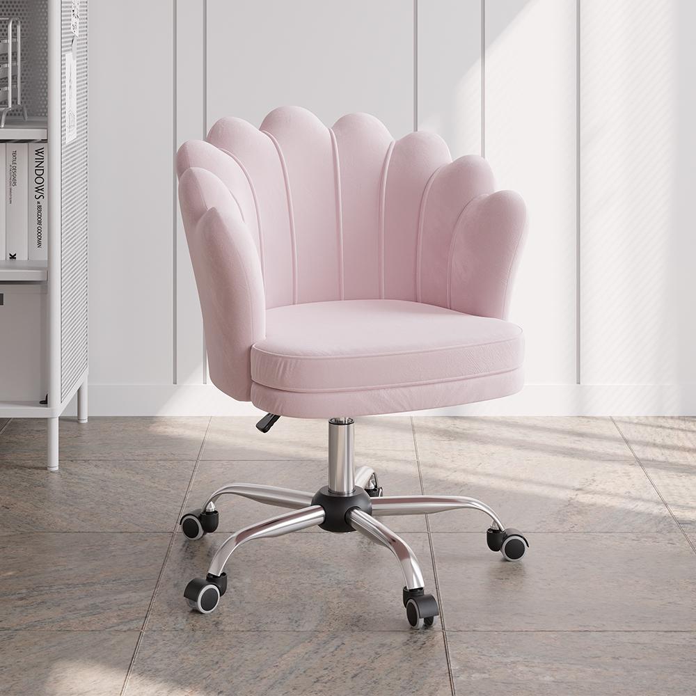 Velvet Pink Fluffy Office Chair Portland Pink Fluffy Armless Chair