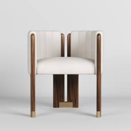 Modern Wood Accent Chair White Microfiber Leather Upholstered Arm Chair Set of 4 - thumbnail 6