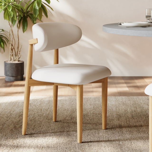 Modern PU Leather Dining Chair with Rubber Wood Legs, 1 Piece - image 1