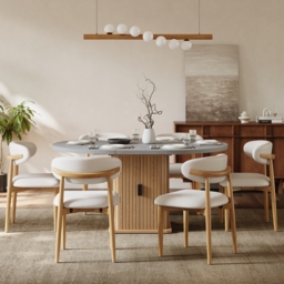 Modern PU Leather Dining Chair with Rubber Wood Legs, 1 Piece - thumbnail 3