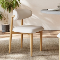 Modern PU Leather Dining Chair with Rubber Wood Legs, 1 Piece - thumbnail 1