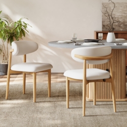 Modern PU Leather Dining Chair with Rubber Wood Legs, 1 Piece - thumbnail 2