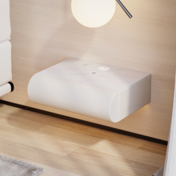 Humply Floating Leather 1-Drawer Smart LED Bedside Table with Sintered Stone Top - thumbnail 5