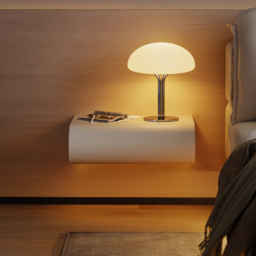 Humply Floating Leather 1-Drawer Smart LED Bedside Table with Sintered Stone Top - thumbnail 2
