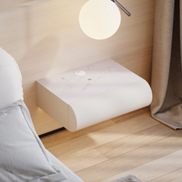 Humply Floating Leather 1-Drawer Smart LED Bedside Table with Sintered Stone Top - thumbnail 4