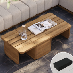 Resaro Modular Teak Wood Patio Coffee Table for Outdoor & Indoor in Natural (400 mm High) - thumbnail 4