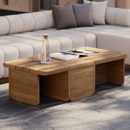 Resaro Modular Teak Wood Patio Coffee Table for Outdoor & Indoor in Natural (400 mm High) - thumbnail 2