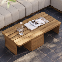 Resaro Modular Teak Wood Patio Coffee Table for Outdoor & Indoor in Natural (400 mm High) - thumbnail 1