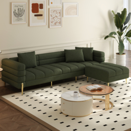 2311 mm Boucle Modular 4-Piece L-Shaped Couch with Chaise Modern Green 3-Seater Sofa - thumbnail 4