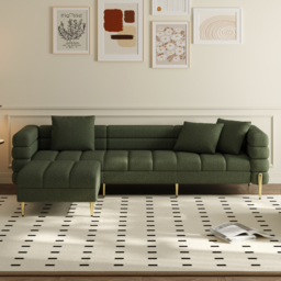 2311 mm Boucle Modular 4-Piece L-Shaped Couch with Chaise Modern Green 3-Seater Sofa - thumbnail 2
