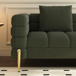 2311 mm Boucle Modular 4-Piece L-Shaped Couch with Chaise Modern Green 3-Seater Sofa - thumbnail 7