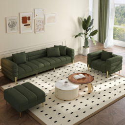 2311 mm Boucle Modular 4-Piece L-Shaped Couch with Chaise Modern Green 3-Seater Sofa - thumbnail 5