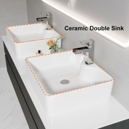 "60"" Black Floating Bathroom Vanity Set Cultured Marble Top with Ceramic Vessel Sink" - thumbnail 7