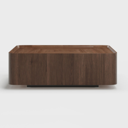 "35"" Walnut Square Coffee Table with Storage Mid-Century Modern Block Living Room Table" - thumbnail 6