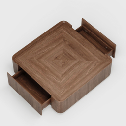 "35"" Walnut Square Coffee Table with Storage Mid-Century Modern Block Living Room Table" - thumbnail 8