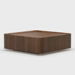"35"" Walnut Square Coffee Table with Storage Mid-Century Modern Block Living Room Table" - thumbnail 7