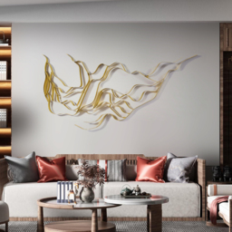 Luxury Abstract Wavy Lines Wall Decor Irregular Metal Wall Art in Gold for Living Room - thumbnail 5