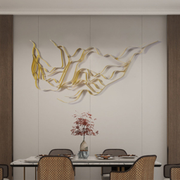 Luxury Abstract Wavy Lines Wall Decor Irregular Metal Wall Art in Gold for Living Room - thumbnail 3