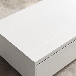 1200mm Mid Century Modern White Coffee Table Rectangular Block Living Room Table with Storage - thumbnail 7