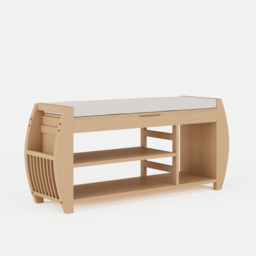 100 cm Solid Wood Natural Shoe Storage Entryway Bench with Shoe Rack - thumbnail 9
