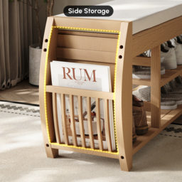 100 cm Solid Wood Natural Shoe Storage Entryway Bench with Shoe Rack - thumbnail 6