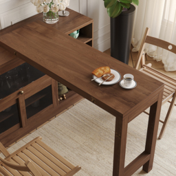 "47"" Walnut Storage Sideboard Cabinet Extendable Wood Buffet Foldable Dining Table" - thumbnail 8