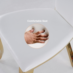 White Upholstered Dining Chairs (Set of 2) Stainless Steel Side Chair with Gold Legs - thumbnail 9