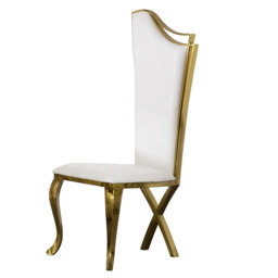 White Upholstered Dining Chairs (Set of 2) Stainless Steel Side Chair with Gold Legs - thumbnail 7