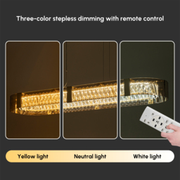 Linear Crystal Kitchen Island Pendant Light with Remote, 3-CCT Dimmable LED - thumbnail 4