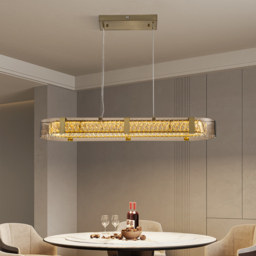 Linear Crystal Kitchen Island Pendant Light with Remote, 3-CCT Dimmable LED - thumbnail 3