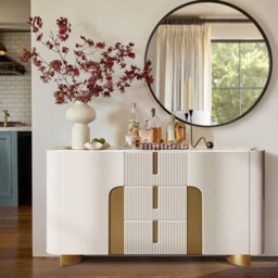 "Artis Modern White 59""W Sintered Stone Sideboard 3 Drawers Kitchen Buffet Table" - thumbnail 1