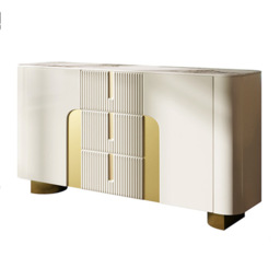 "Artis Modern White 59""W Sintered Stone Sideboard 3 Drawers Kitchen Buffet Table" - thumbnail 5