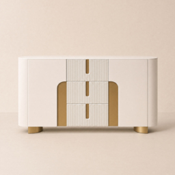 "Artis Modern White 59""W Sintered Stone Sideboard 3 Drawers Kitchen Buffet Table" - thumbnail 7
