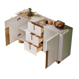 "Artis Modern White 59""W Sintered Stone Sideboard 3 Drawers Kitchen Buffet Table" - thumbnail 6
