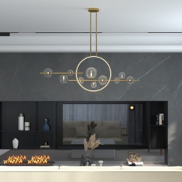 Bubi 10-Light Gold Kitchen Island Light Modern Linear Pendant Light with Glass Shade - thumbnail 4