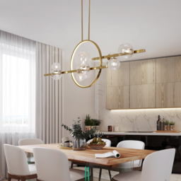 Bubi 10-Light Gold Kitchen Island Light Modern Linear Pendant Light with Glass Shade - thumbnail 3