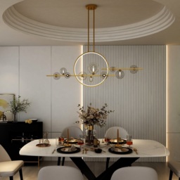 Bubi 10-Light Gold Kitchen Island Light Modern Linear Pendant Light with Glass Shade - thumbnail 5