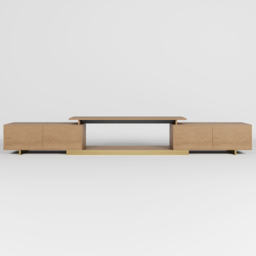 Mordel Natural Modern Rectangle Glossy Extendable TV Stand Storage for 160 - 238 cm TV - thumbnail 8