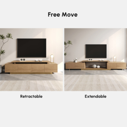 Mordel Natural Modern Rectangle Glossy Extendable TV Stand Storage for 160 - 238 cm TV - thumbnail 9