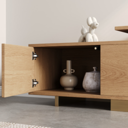 Mordel Natural Modern Rectangle Glossy Extendable TV Stand Storage for 160 - 238 cm TV - thumbnail 5