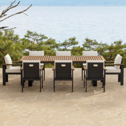Axis 2 PCS Teak & Aluminum Outdoor Dining Chair Modern Yard & Patio Furniture in Beige Cushion & Pillow Included - thumbnail 8