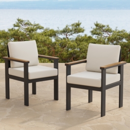Axis 2 PCS Teak & Aluminum Outdoor Dining Chair Modern Yard & Patio Furniture in Beige Cushion & Pillow Included - thumbnail 2