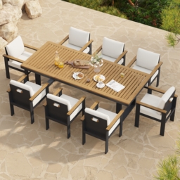 Axis 2 PCS Teak & Aluminum Outdoor Dining Chair Modern Yard & Patio Furniture in Beige Cushion & Pillow Included - thumbnail 4