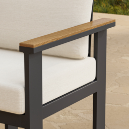 Axis 2 PCS Teak & Aluminum Outdoor Dining Chair Modern Yard & Patio Furniture in Beige Cushion & Pillow Included - thumbnail 5