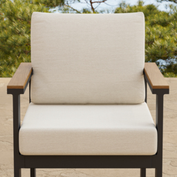 Axis 2 PCS Teak & Aluminum Outdoor Dining Chair Modern Yard & Patio Furniture in Beige Cushion & Pillow Included - thumbnail 7