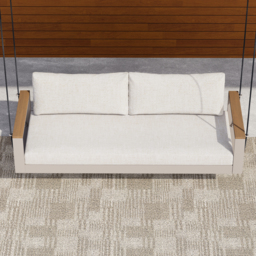 Tevara 2 Seater Solid Wood Garden Hanging Chair Sofa Porch Swing Bench in Warm White Cushion & Pillow Included - thumbnail 5