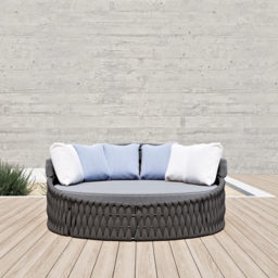 Cocaro 2 PCS Adjustable Patio Outdoor Daybed Round Sectional with Canopy Exterior Furniture in Light Grey Cushion & Pillow Included - thumbnail 3